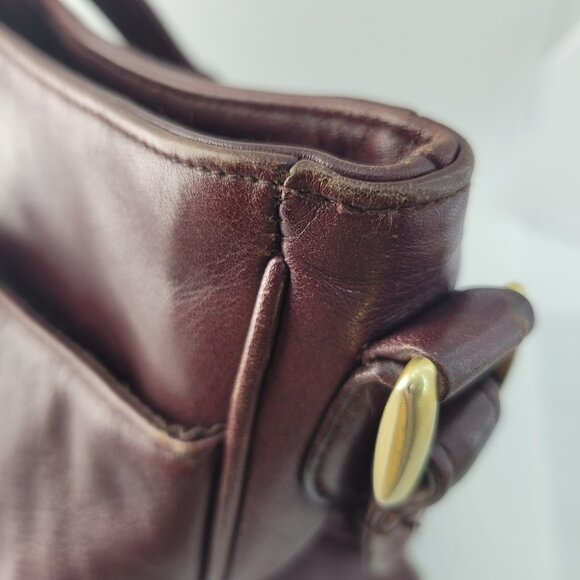 Vintage Etienne Aigner Burgundy Dark Red Leather Shoulder Bag Purse 11x7" - Picture 8 of 16